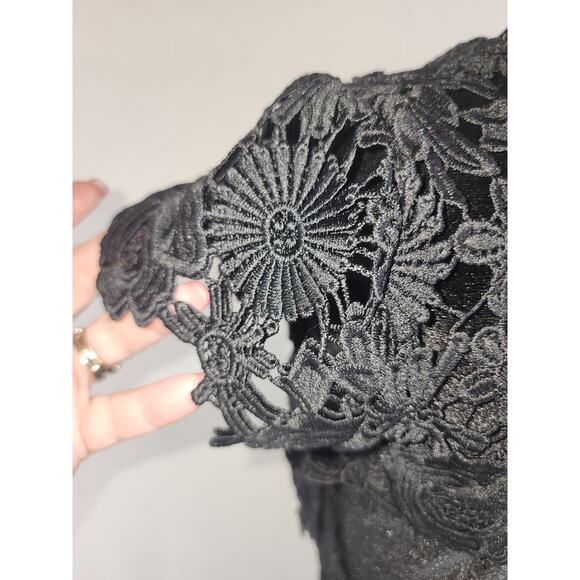 Lulu's Dress Women M Black Cocktail Lace/crochet witchcore romantic Goth Holiday - Picture 5 of 9